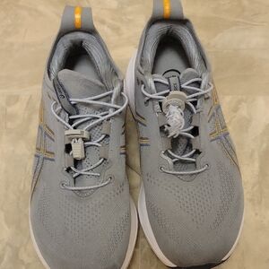 Asics Gray and Gold Athletic Shoes
